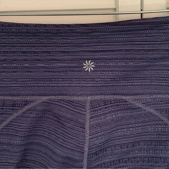Athleta Jacquard Mesh Capri Leggings S Periwinkle High Rise 22” Crop Gym Yoga - Picture 8 of 16